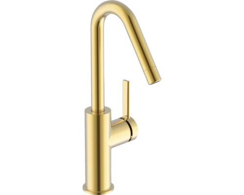 Robinet de cuisine doré avec bec haut et mitigeur monocommande