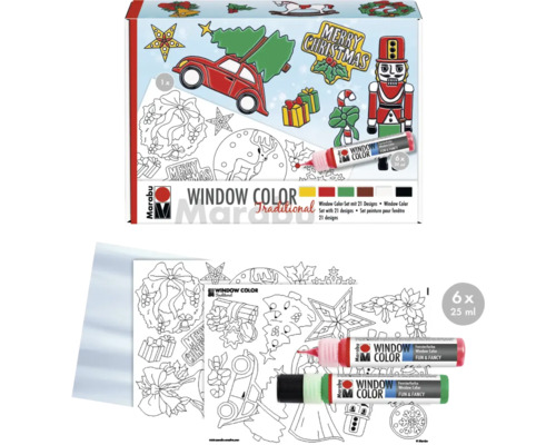 Marabu Fensterfarben Set Traditional mit 21 Motiven