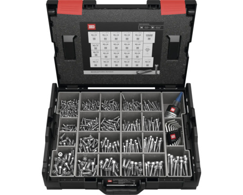Assortiment de vis à tête cylindrique dans une boîte d'assortiment
