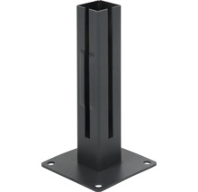 Pied de poteau en métal avec plaque de base carrée et trous de fixation