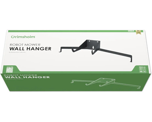 Support mural Grimsholm pour robot tondeuse dans son emballage.
