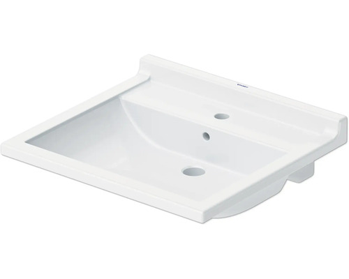 Waschbecken aus Keramik mit Hahnloch und Überlauf