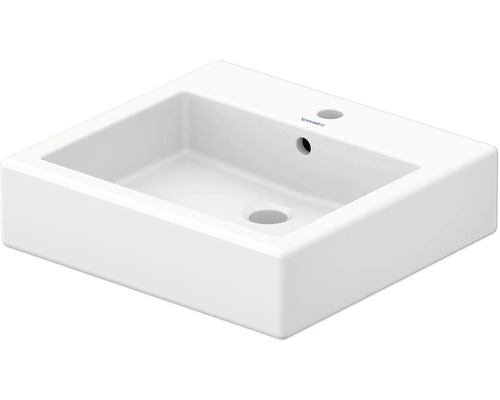 Waschbecken aus Keramik mit Hahnloch und Überlauf