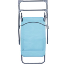 Chaise longue avec revêtement textile et cadre métallique pliable