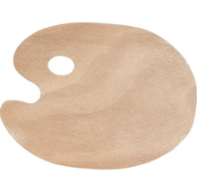 Holzpalette mit Daumenloch für Künstlerbedarf