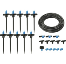 Kit d'irrigation goutte à goutte avec robinets de régulation, raccords et tuyau