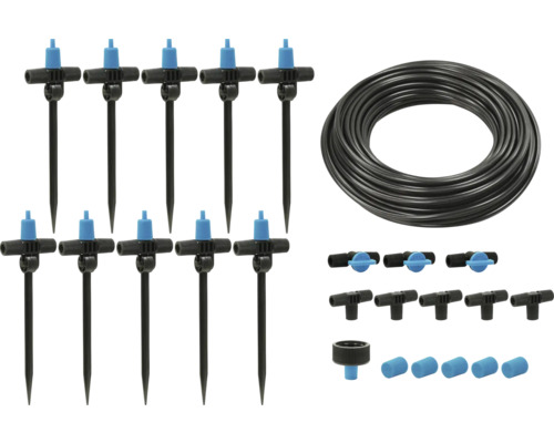 Kit d'arrosage goutte à goutte for_q "Balcon" 10 m Kit d'irrigation goutte à goutte avec robinets de régulation, raccords et tuyau