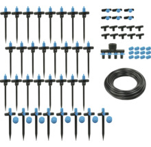Kit d'irrigation avec goutteurs, raccords et tuyau pour l'arrosage du jardin