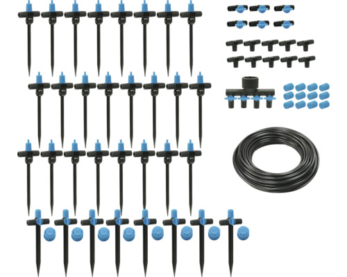 Kit d'arrosage goutte à goutte for_q "Plate-bande" 25 m Kit d'irrigation avec goutteurs, raccords et tuyau pour l'arrosage du jardin