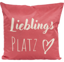 Kissen mit der Aufschrift Lieblingsplatz und einem Herz