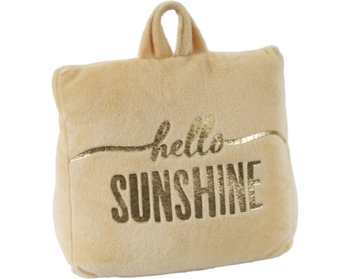 Dekokissen mit Griffen und dem Aufdruck Hello Sunshine