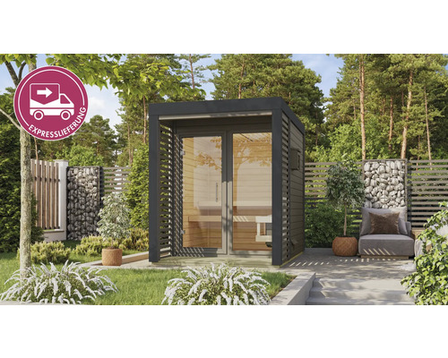 Freistehende Gartensauna mit Expresslieferung im Aussenbereich.