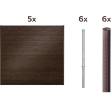Kit de clôture complet composé d'éléments en bois et de poteaux métalliques