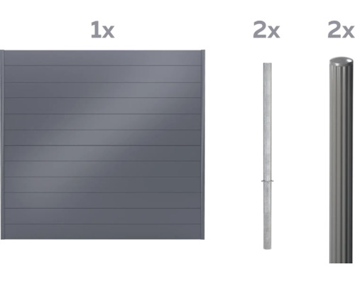 Système de clôture complet avec éléments de clôture et poteaux de clôture