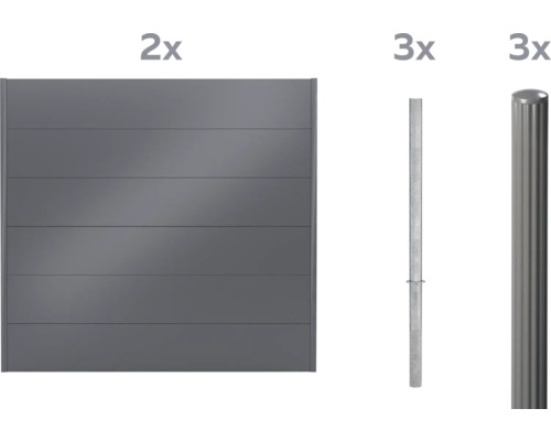 Élément de clôture avec poteaux de clôture pour l'aménagement du jardin
