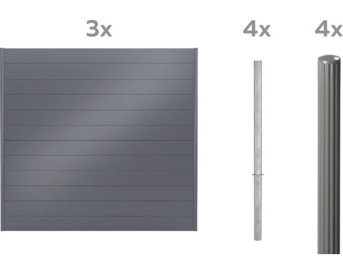 Panneau d'occultation de clôture avec poteaux de clôture et supports