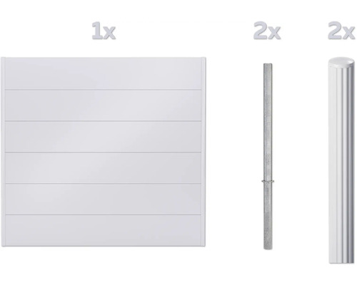 Panneau de clôture de protection visuelle avec deux poteaux de clôture et un poteau à bétonner