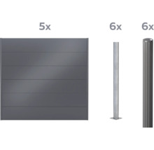 Ensemble de clôture d'intimité avec cinq éléments de clôture et douze poteaux
