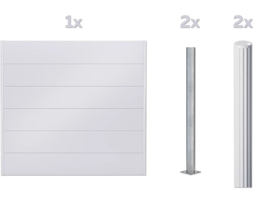 Un élément de clôture et deux poteaux de clôture pour l'aménagement du jardin