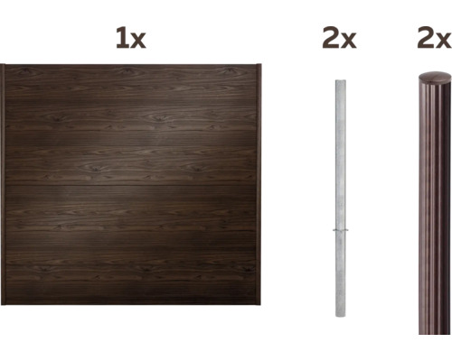 Élément de clôture avec poteaux métalliques et capuchon de poteau