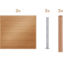 Panneau de clôture en bois, poteaux en acier et moulures décoratives pour le jardin