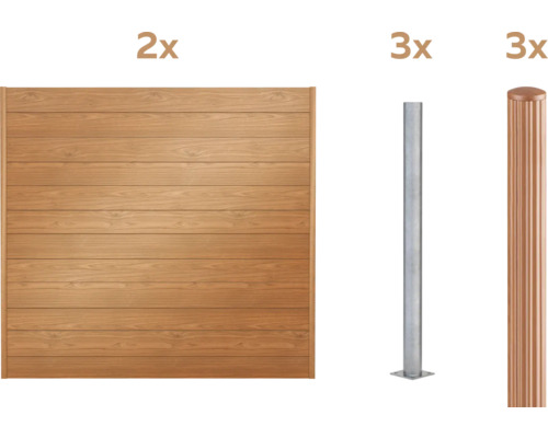 Panneau de clôture en bois, poteaux en acier et moulures décoratives pour le jardin