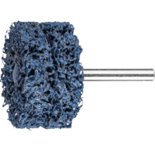 Brosse de nettoyage bleue en fibres non tissées avec tige métallique pour enlever la rouille et le vernis.