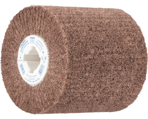Rouleau abrasif PFERD POLINOX en fibres non tissées brunes, 100 par 100 par 19 millimètres.