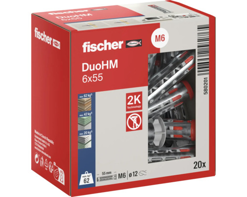 Fischer DuoHM 6x55 Universaldübel, 20 Stück, Verpackung