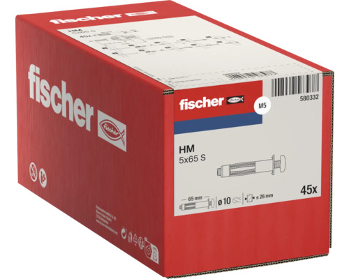 Fischer Hohlraumdübel HM 5x65 S, Verpackung mit 45 Stück