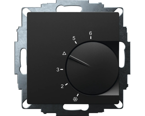 Thermostat d'ambiance noir avec bouton rotatif pour le contrôle de la température