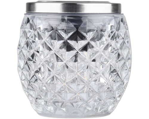 Lampe solaire décorative avec verre à facettes et bordure en métal