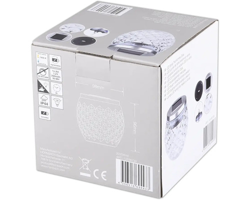 Emballage d'une lampe de table solaire LED en verre