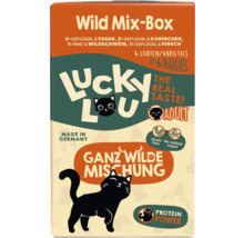Lucky Lou Wild Mix Box Katzenfutter mit vier Sorten in sechs Portionsbeuteln