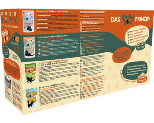 Lucky Lou Katzenfutter Multipack mit verschiedenen Geschmacksrichtungen