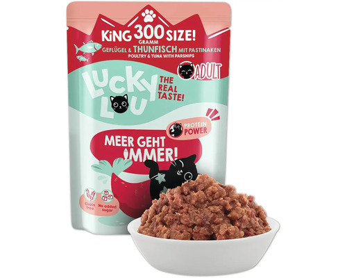 Aliment pour chat Lucky Lou volaille et thon avec panais 300 grammes