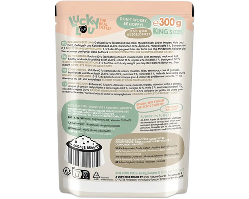 Lucky Lou Katzenfutter Zutateninformationen