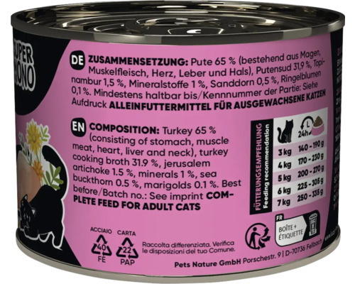 Aliments pour chats en conserve à la dinde pour chats adultes