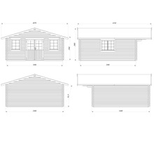 Schéma d'un abri de jardin avec dimensions