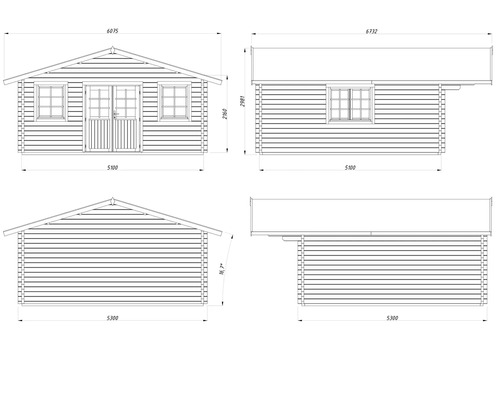 Schéma d'un abri de jardin avec dimensions