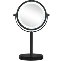 Miroir cosmétique rond avec éclairage LED sur un socle
