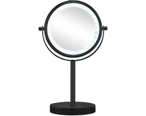 Miroir cosmétique rond avec éclairage LED sur un socle