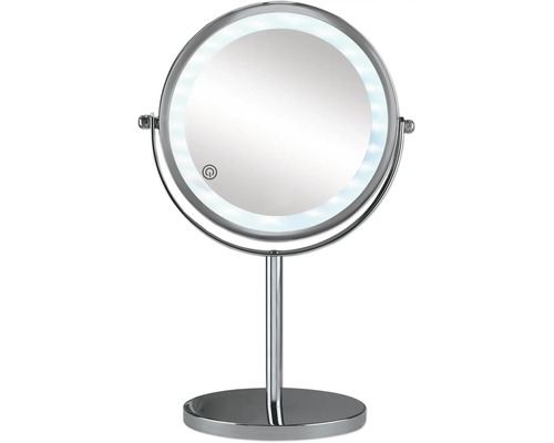 Miroir de maquillage rond avec éclairage LED et pied