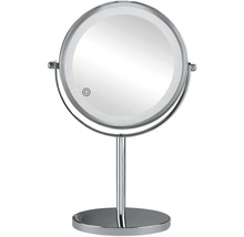 Miroir cosmétique rond sur pied avec éclairage LED