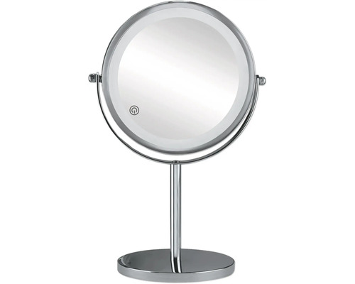 Miroir cosmétique rond sur pied avec éclairage LED