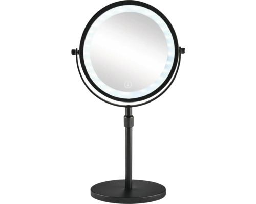 Miroir de maquillage rond avec éclairage LED et support
