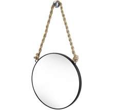 Miroir rond avec suspension en corde