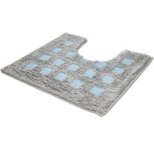 Tapis de toilette gris avec des carrés bleus