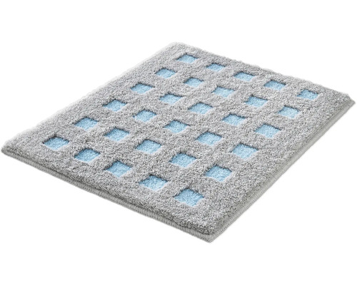 Graue Badematte mit quadratischem Muster