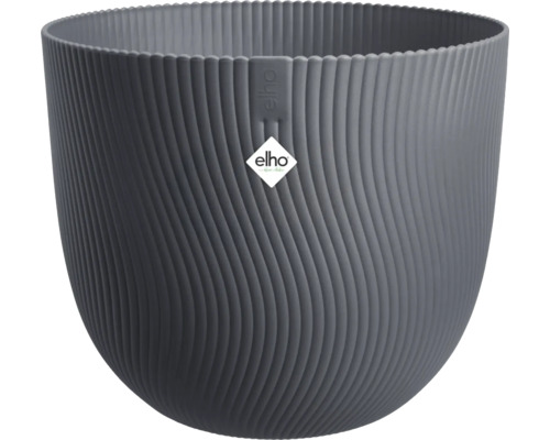 Pot de fleurs décoratif avec structure côtelée et logo Elho